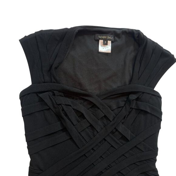 Tadashi Shoji Black Bandage Bodycon Sheath Cocktail Dress Size Small - Picture 5 of 16